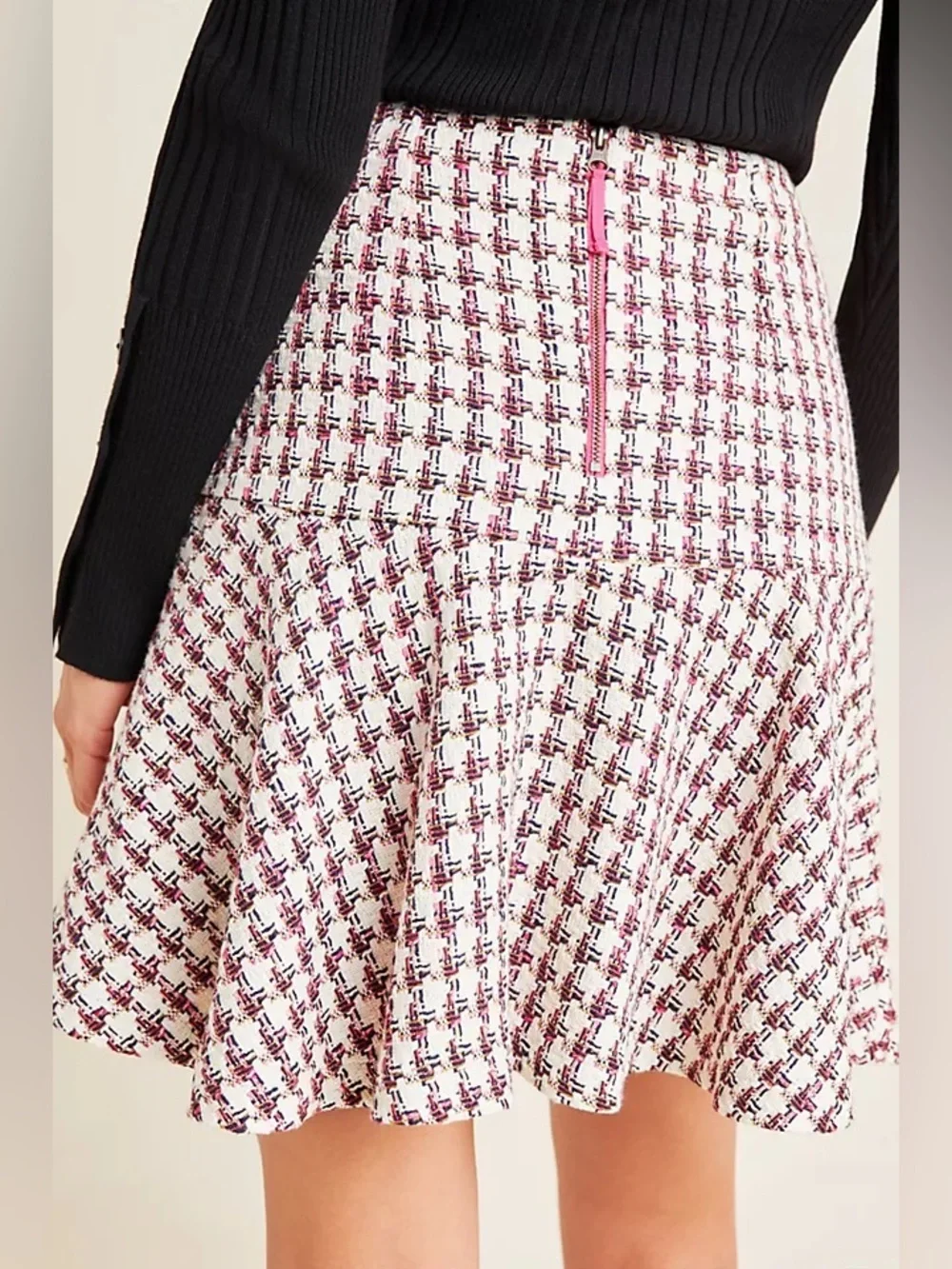 Anthropologie Maeve Bobbie Plaid Flounced Mini Skirt – Size 10 Tweed